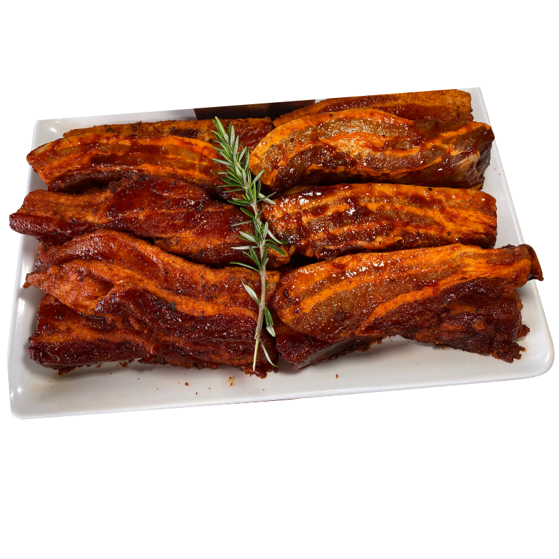 Free Range Double Smoke Sticky Pork Belly Strips GF